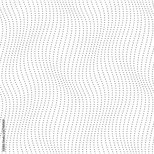 vector seamless texture of waves formed by dots. Isolated on white background.