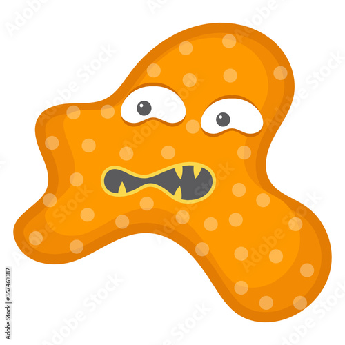 
Amoeba with offended facial expression, flat icon of microbe  
