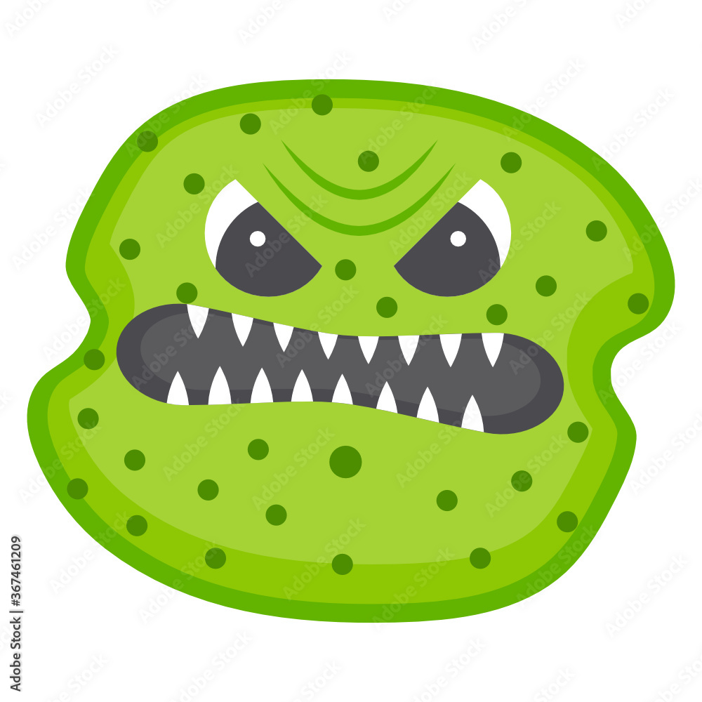 Amoeba with offended facial expression, flat icon of dirty microorganism
Amoeba with offended facial expression, flat icon of dirty microorganism