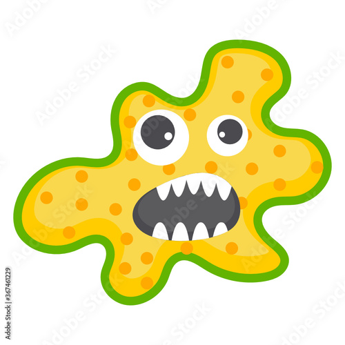 
Microbe with offended facial expression, flat icon of microbe  
