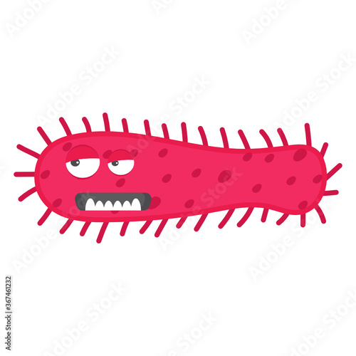 
Amoeba with offended facial expression, flat icon of microbe  
