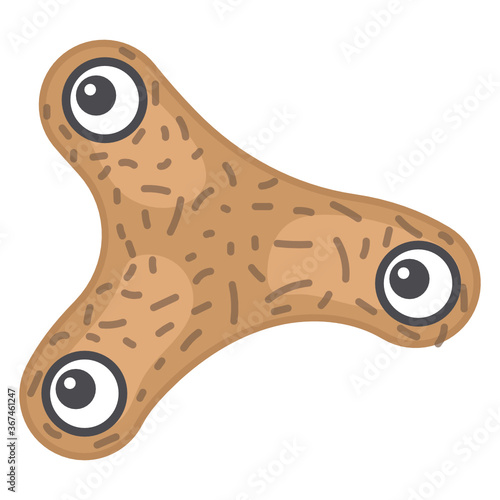
Amoeba with offended facial expression, flat icon of virus  
