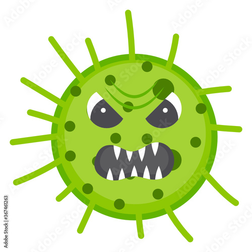 
Flat icon of dirty grems, scary bacterial phrase 

