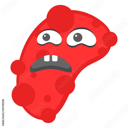 
Amoeba with offended facial expression, flat icon of microbe  
