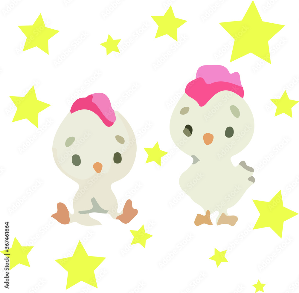A little twin chicken illustration A little twin chicken illustration