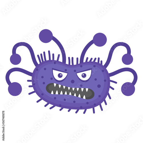 
Flat icon of salmonella character, protozoan organism 
