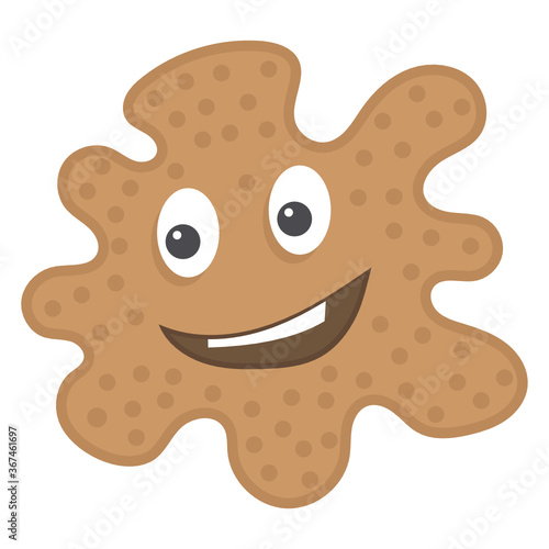 
Amoeba with offended facial expression, flat icon of microbe  
