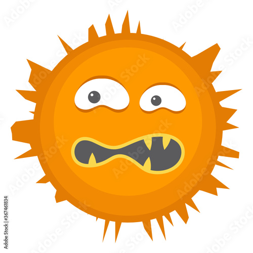 

Flat icon of coccus microorganism, scary bacterial phrase 
