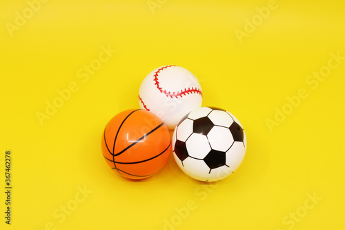 baseball and soccer and basketball toy