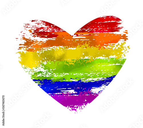 Rainbow flag movement lgbt, flat icon. Symbol of sexual minorities, gays and lesbians. T-shirt print. Mixed media. Vector illustration