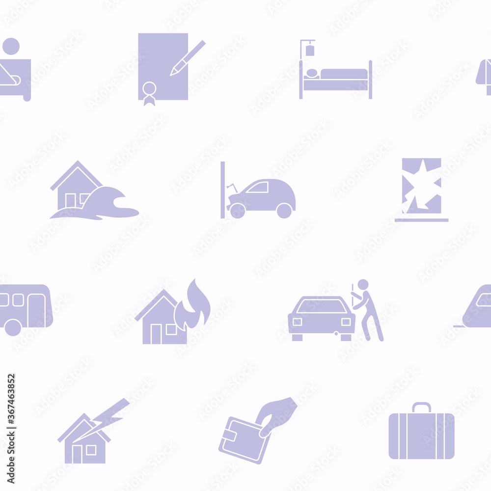 Insurance - Vector background (seamless pattern) of silhouettes protection car, house, health, family, life for graphic design Insurance - Vector background (seamless pattern) of silhouettes protection car, house, health, family, life for graphic design