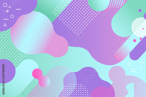 Abstract modern background. Creative liquid design of backdrop with gradient colors. Trendy pop art composition from liquid forms in memphis style. Dynamic decoration design vector illustration.