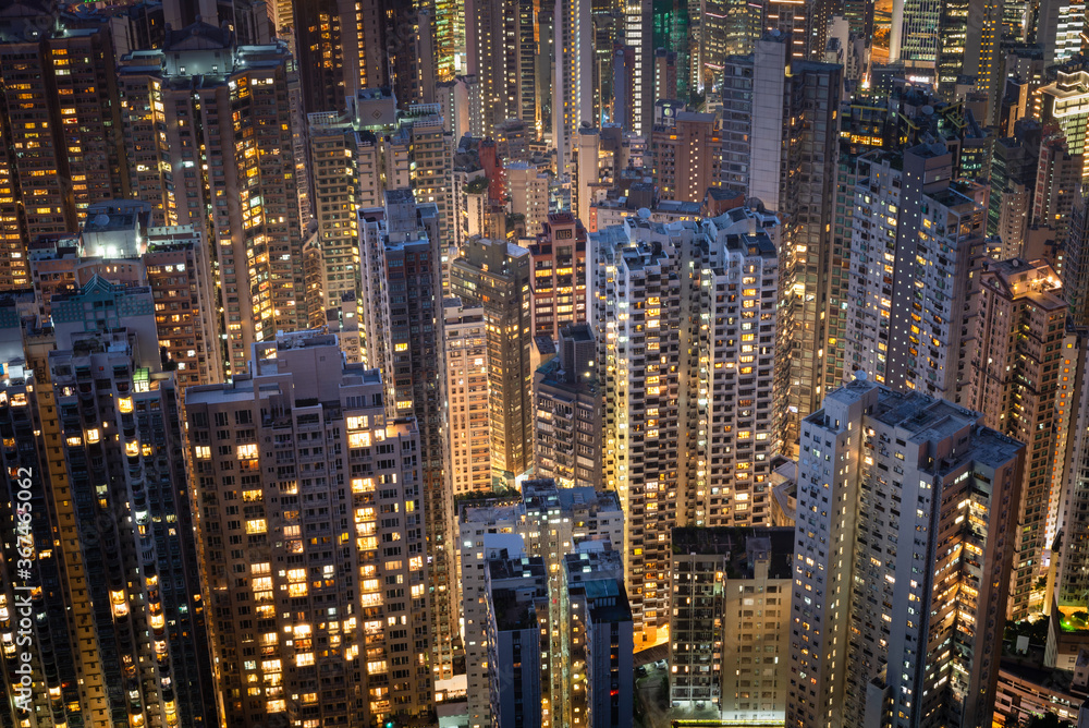 Overhead view of Hong Kong apartment buildings