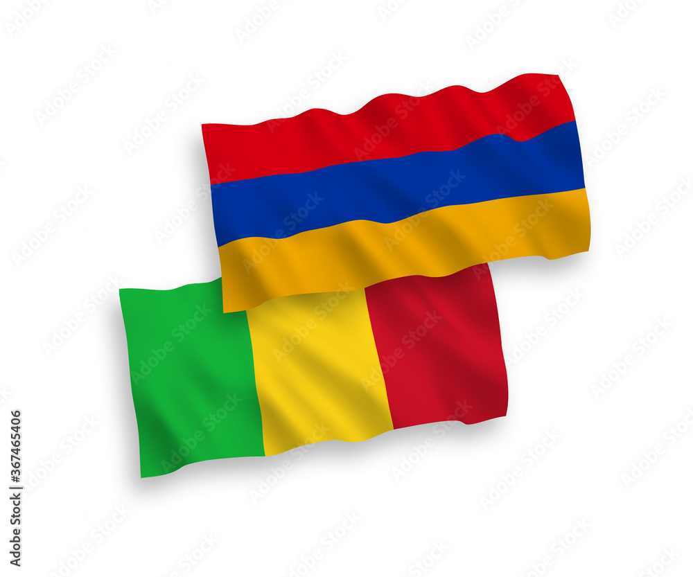 Flags of Mali and Armenia on a white background Flags of Mali and Armenia on a white background