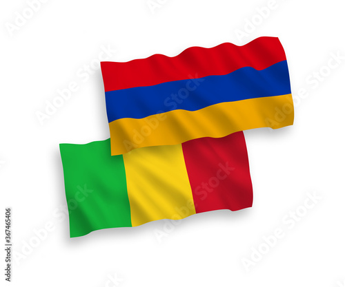 Flags of Mali and Armenia on a white background