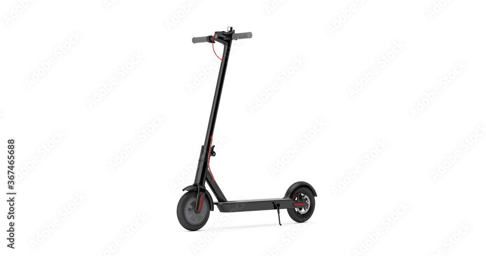 4k Resolution Video: Black Modern Eco Electric Kick Scooter on a white background 4k Resolution Video: Black Modern Eco Electric Kick Scooter on a white background