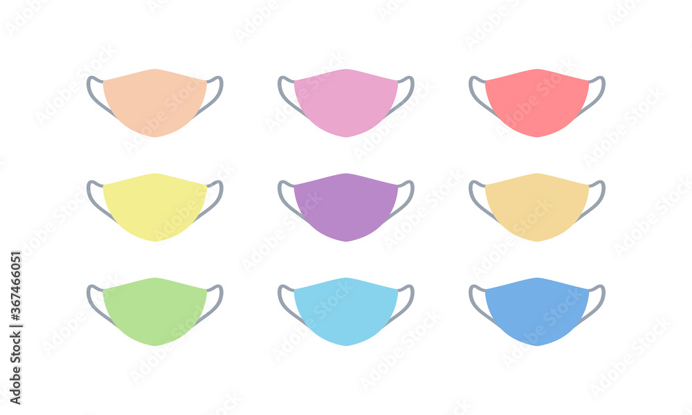 Set of medical face protection mask icons. Isolated vector icon on a white background Set of medical face protection mask icons. Isolated vector icon on a white background