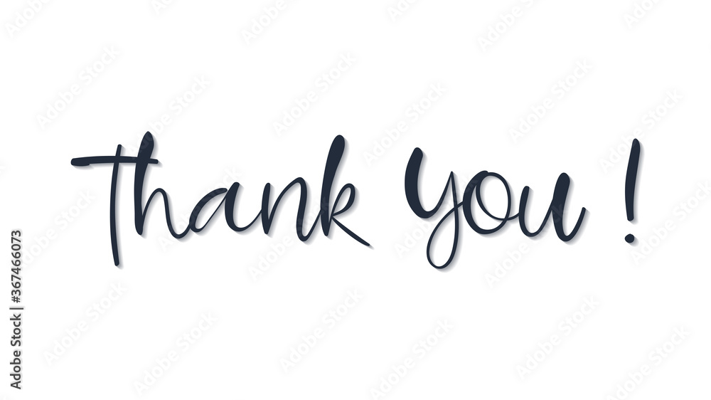 Thank You Lettering Black Text Handwriting Calligraphy with Shadow isolated on White Background. Greeting Card Vector Illustration Design Template Element Thank You Lettering Black Text Handwriting Calligraphy with Shadow isolated on White Background. Greeting Card Vector Illustration Design Template Element