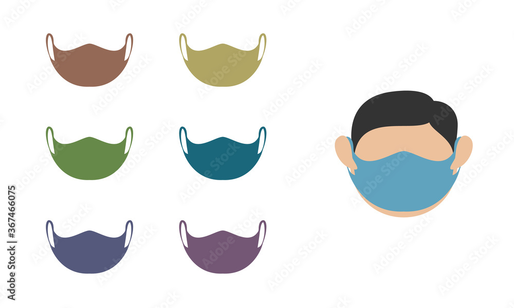 Set of medical face protection mask icons. Isolated vector icon on a white background Set of medical face protection mask icons. Isolated vector icon on a white background