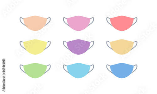 Wallpaper Mural Set of medical face protection mask icons. Isolated vector icon on a white background Torontodigital.ca