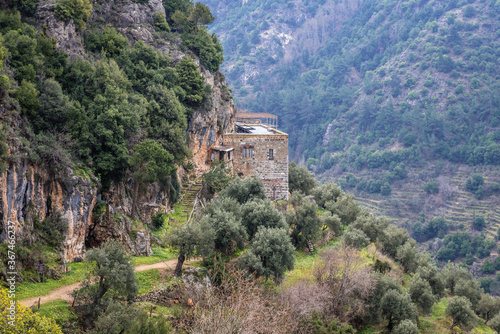 The Monastery of Our Lady of Qannoubine, one of the oldest monasteries in the world in Kadisha Valley also spelled as Qadisha in Lebanon