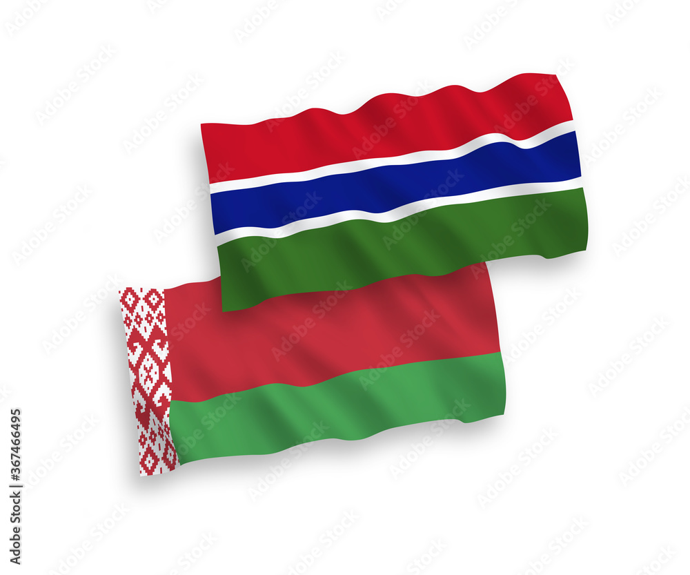Flags of Republic of Gambia and Belarus on a white background Flags of Republic of Gambia and Belarus on a white background