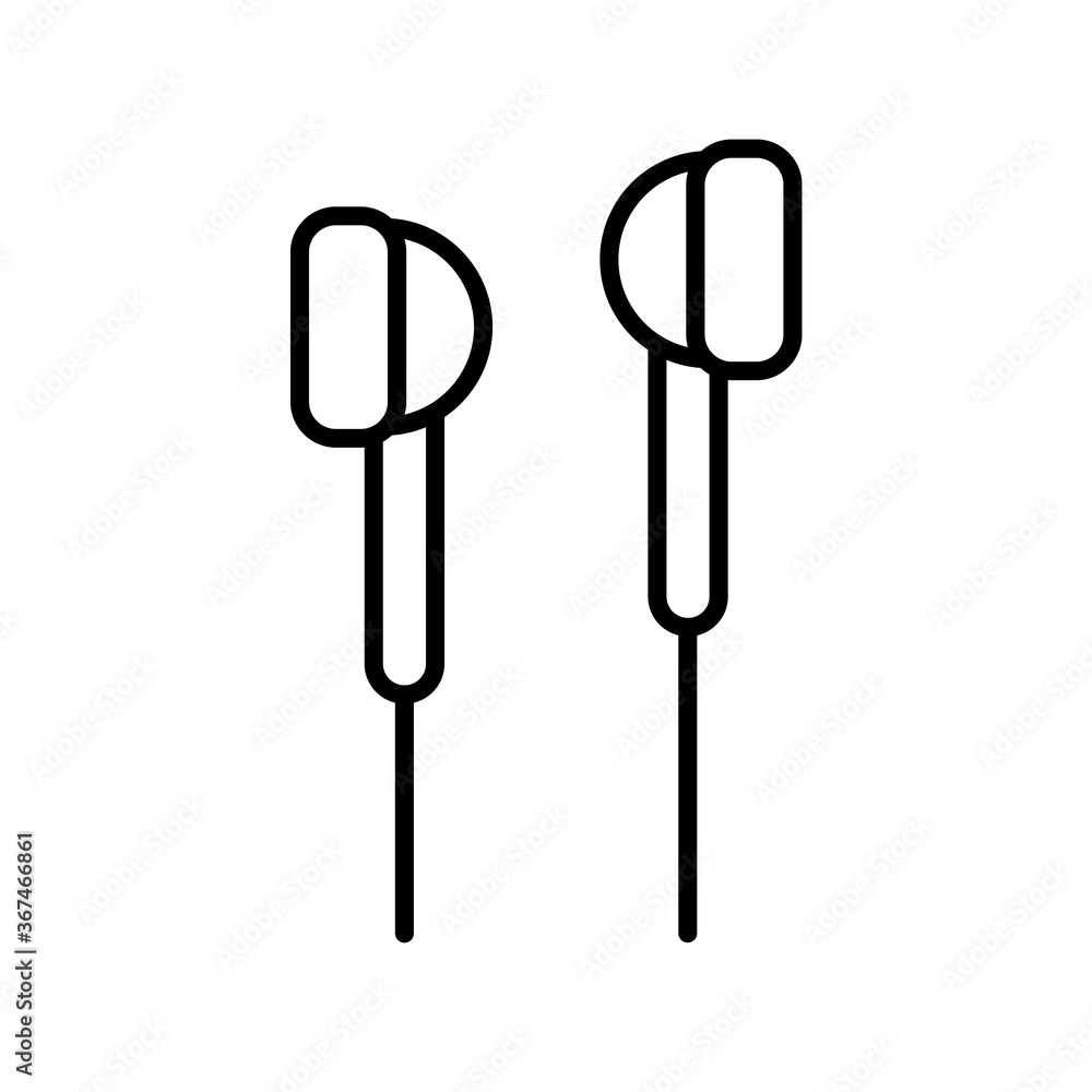 Earphones vector wireless device linear style icon, headphones flat symbol isolated on white background Earphones vector wireless device linear style icon, headphones flat symbol isolated on white background