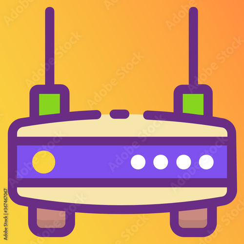 
Internet service, wireless wifi router, modem with wifi signal flat icon for apps and websites
