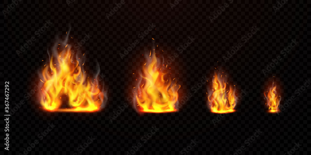 Fototapeta premium Virtual flame set Can be separated from a transparent background