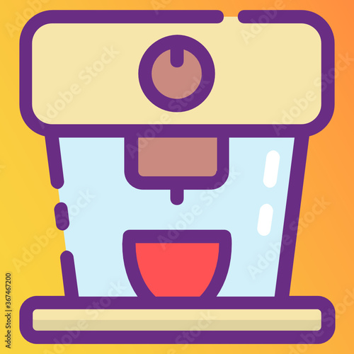 
A design of coffee maker in editable style, coffee brewing
