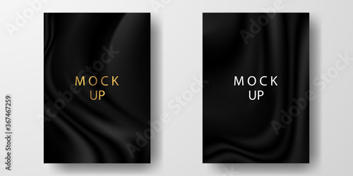 Luxurious black curtain wrinkle background for assembling posters