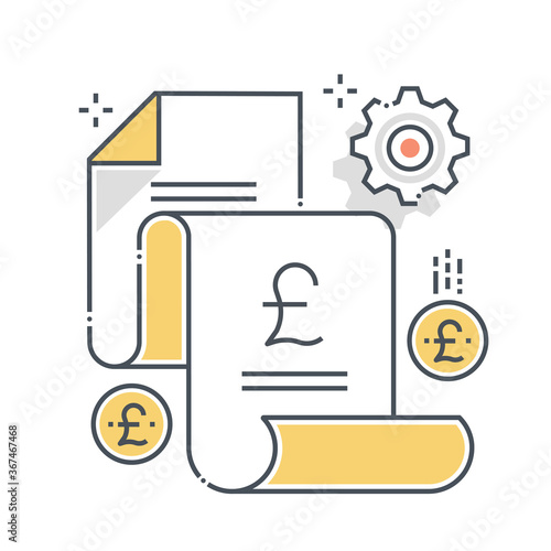 Invoice related color line vector icon, illustration