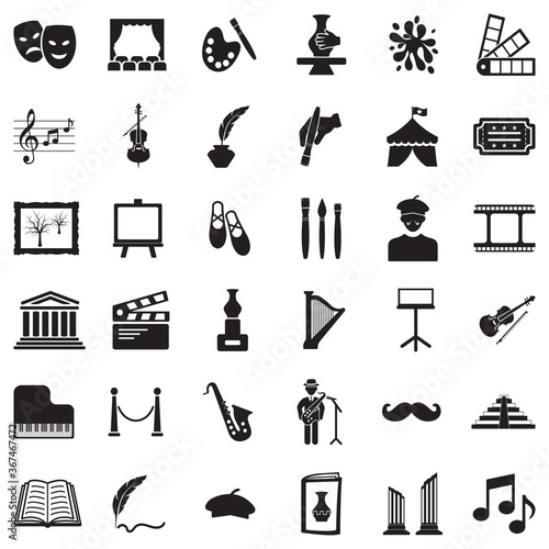 Art Icons. Black Flat Design. Vector Illustration.