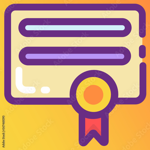 
Degree icon in flat style, academic certificate in flat style 
