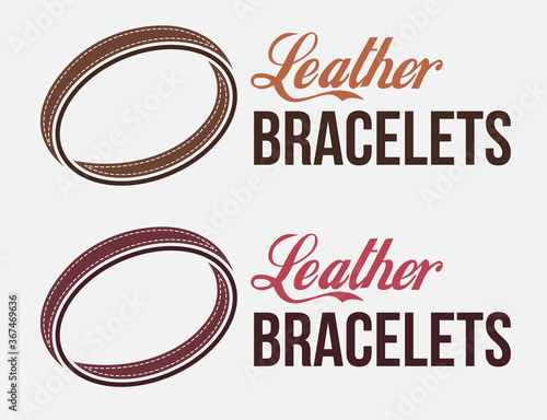Classic vintage leather handmade bracelet logo. Wrist accessories emblem. Design for print, emblem, t-shirt, sticker, logotype.