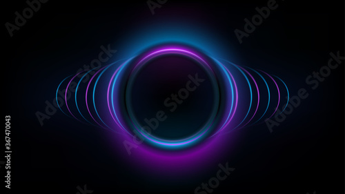 Abstract neon circles banner. Design element for your advertising, poster, banner, web site. Vector illustration