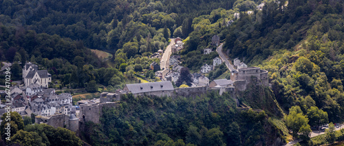 View of the town of Bouillon, with its famous castle. photo