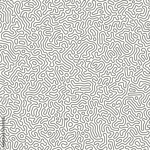 Abstract organic background, natural maze labyrinth, reaction diffusion pattern, black and white organic shapes