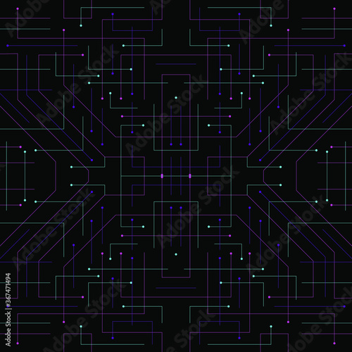 Abstract technologic seamless pattern. Futuristic background