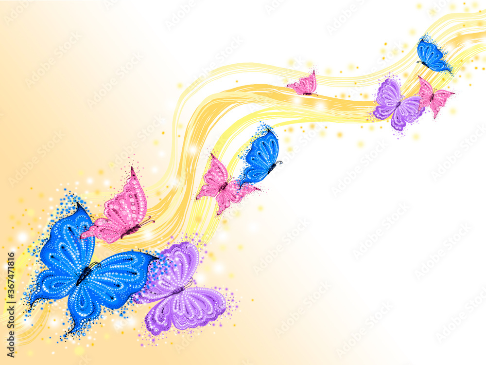 Fototapeta premium abstract floral background with butterflies