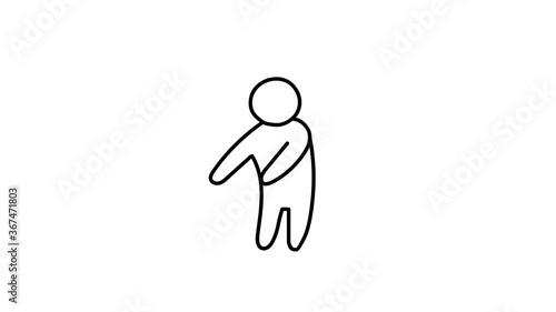 Simple looped animation of a dancing man. Dance of a man drawn with black lines on a white background.