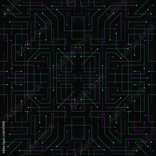 Abstract technologic seamless pattern. Futuristic background
