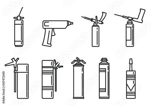 Home polyurethane foam icons set. Outline set of home polyurethane foam vector icons for web design isolated on white background