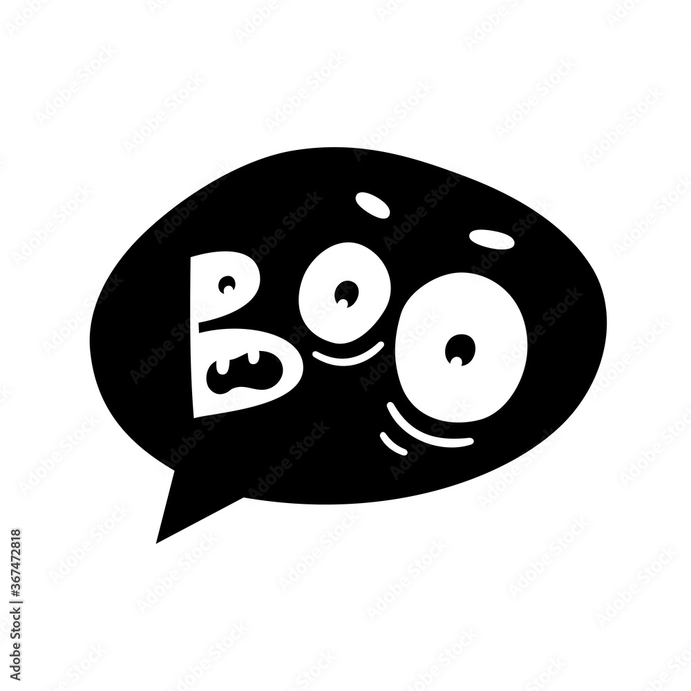 Fototapeta premium Boo text. Happy Halloween emblem, banner, calligraphy poster, greeting card, party invitation. 