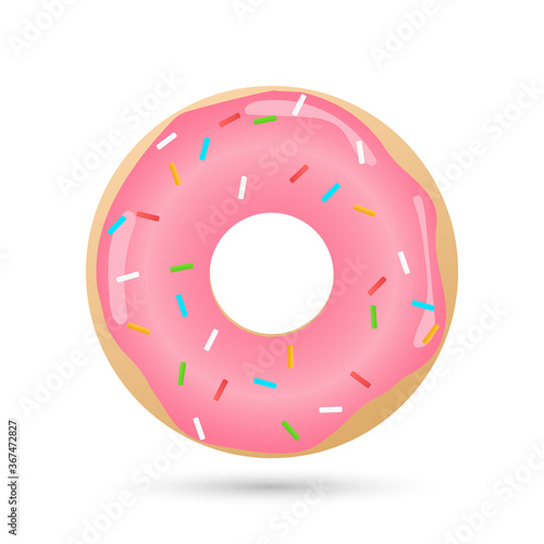 Realistic illustration of a donut on a transparent background.