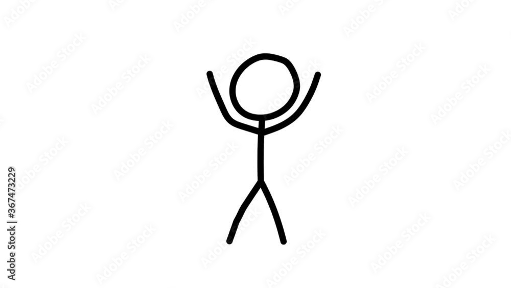 Simple looped animation of a dancing man. Dance of a man drawn with black lines on a white background. Simple looped animation of a dancing man. Dance of a man drawn with black lines on a white background.