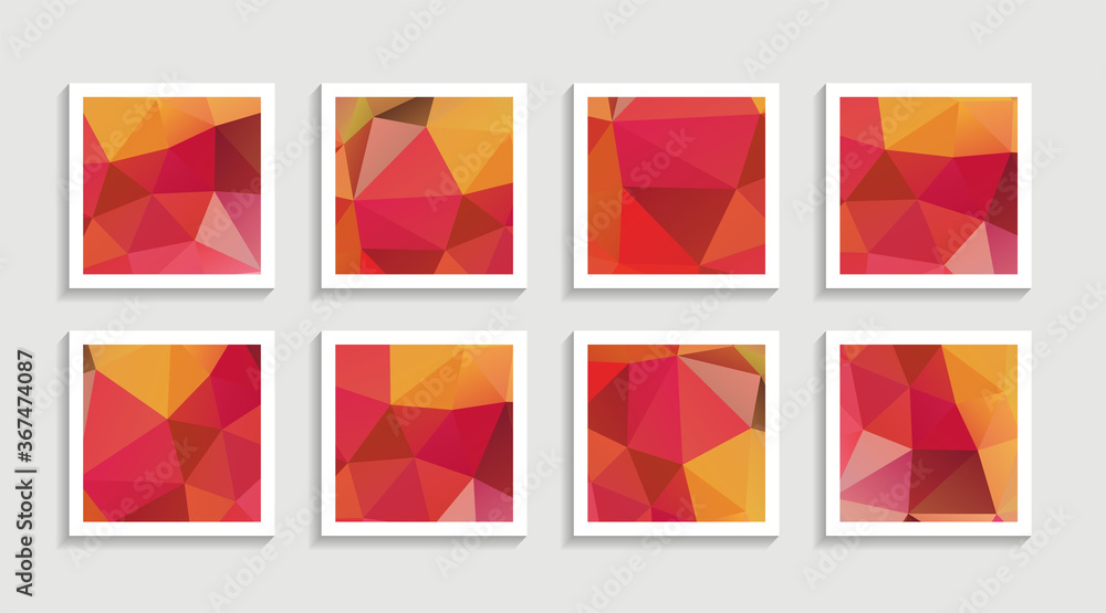 Modern mosaic low poly artwork poster set with simple shape and figure. Abstract minimalist pattern design style for web, banner, business presentation, branding package, fabric print, wallpaper. Modern mosaic low poly artwork poster set with simple shape and figure. Abstract minimalist pattern design style for web, banner, business presentation, branding package, fabric print, wallpaper.