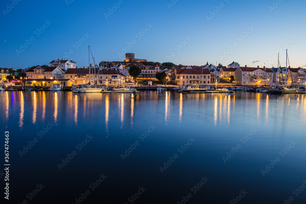The famous village Marstrand, by night, on the Swedish west coast, Sweden