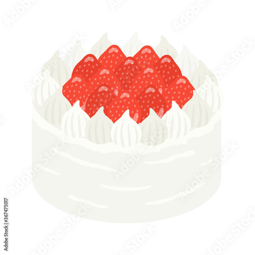 イチゴのホールケーキのイラスト