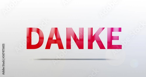 Danke. Partikel Logo. Text Animation. Rotes Logo auf Hintergrund weiß/grau. Drehung. Hochwertiges 4k Video